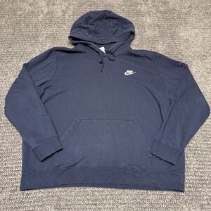 Nike Mens Hoodie Pullover Sweatshirt XXL Navy Blue Hooded Kangaroo Pocket